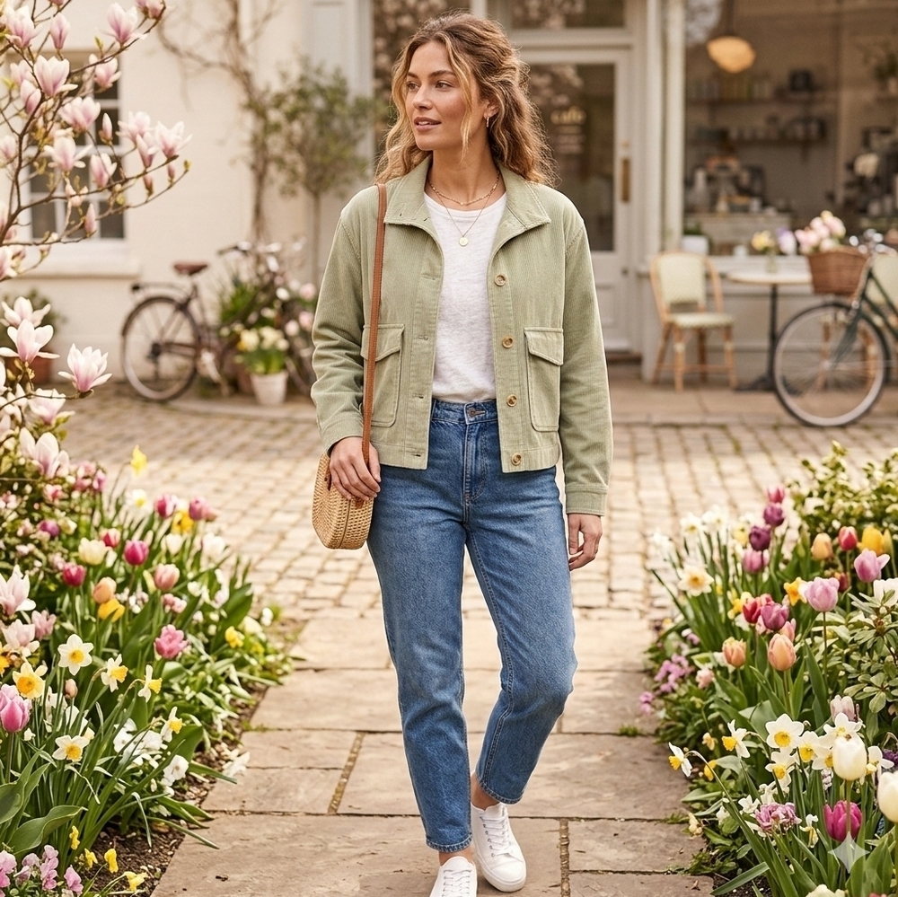 ​Avec Les Filles Sage Corduroy Cropped Shacket Small Boho Utility Jacket